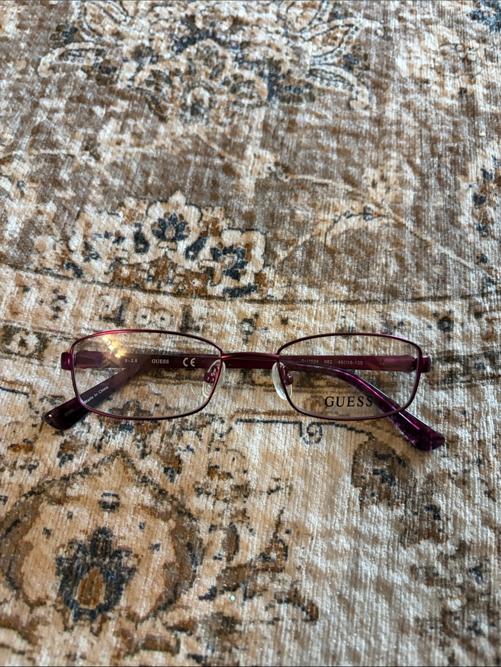 GUESS Purple Metal Rectangle Eyewear with Subtle Logo